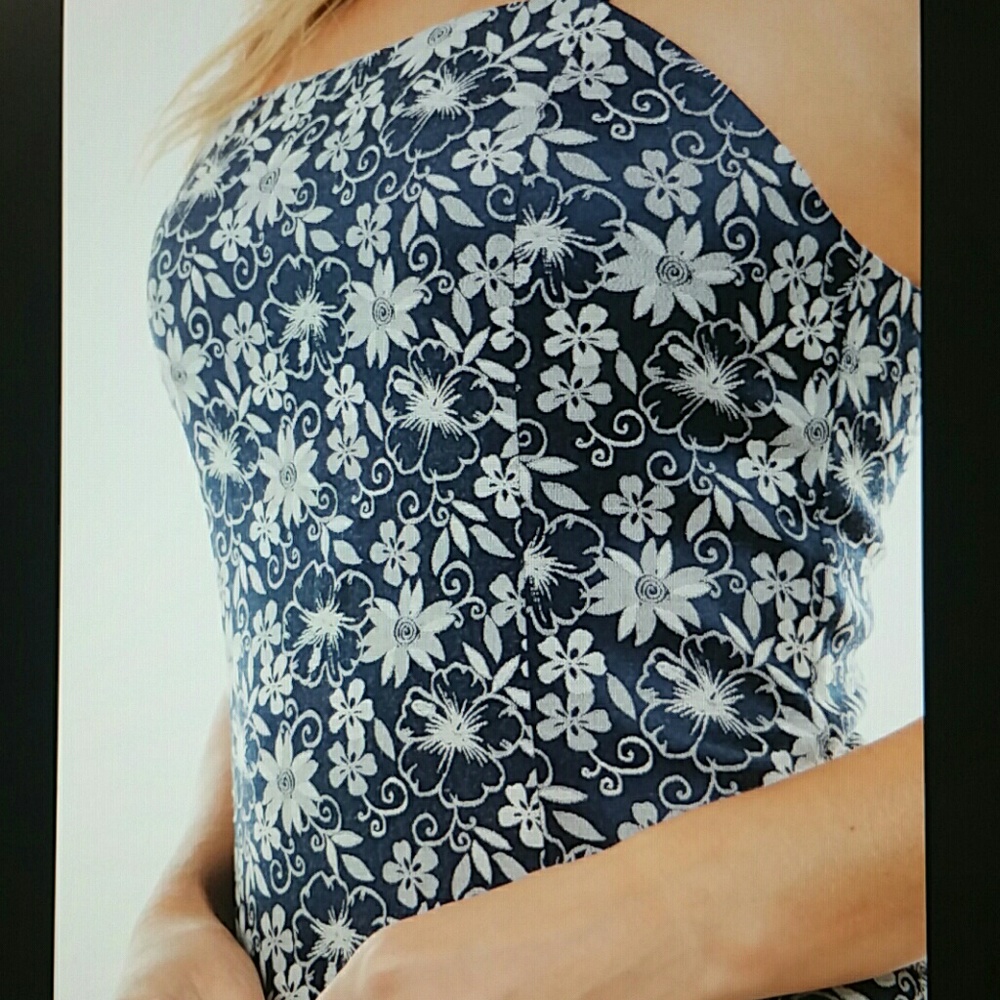 Navy floral silky mini  dress - Picture 4 of 5